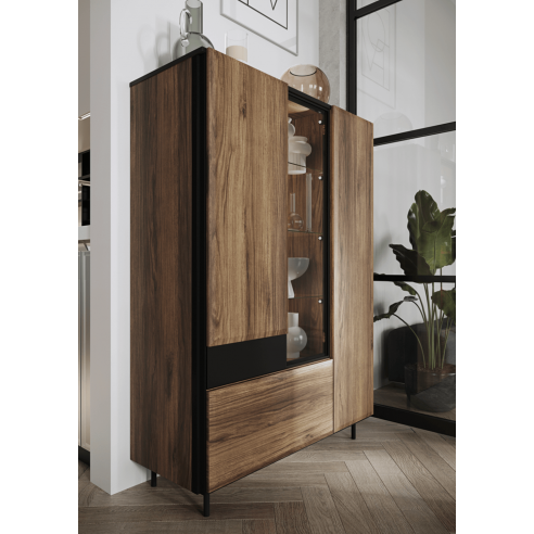 Witryna niska 100 cm dąb catania/czarny